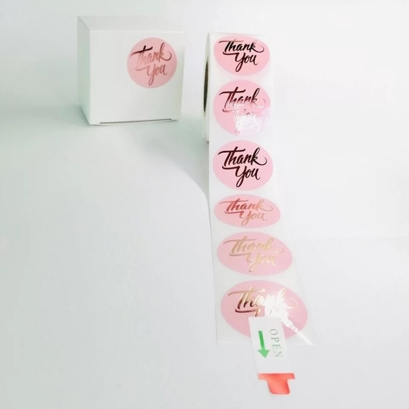 Brand New  Thank You pink circle sticker 500pcs - Picture 5 of 5